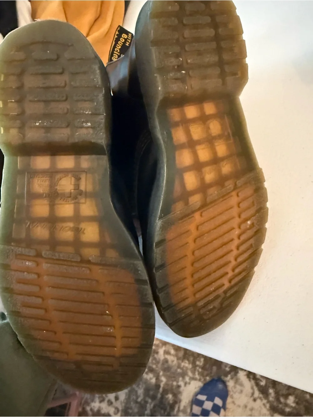 Dr. Martens Black Leather 8-Eye Boots with Yellow Stitching size 7